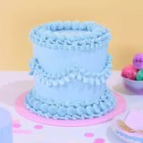 Vintage Cake - Single Colour in pastel blue with hand-piped Swiss Meringue icing, 6-layer sponge by Crumbs & Doilies.